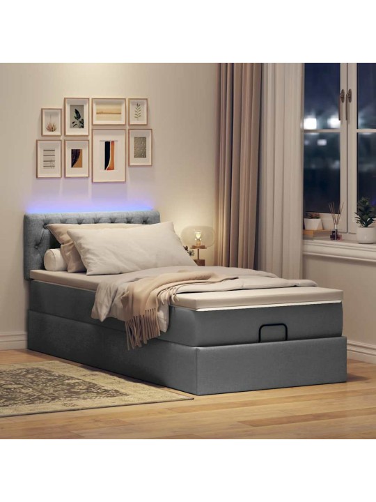 OTTOMANI VOODI MADRATSITA JA LED, TUMEHALL, 90X200 CM, KANGAS