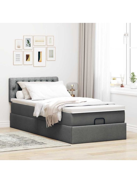 OTTOMANI VOODI MADRATSITA JA LED, TUMEHALL, 90X200 CM, KANGAS