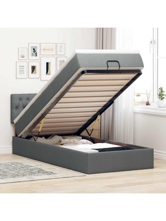 OTTOMANI VOODI MADRATSITA JA LED, TUMEHALL, 90X200 CM, KANGAS