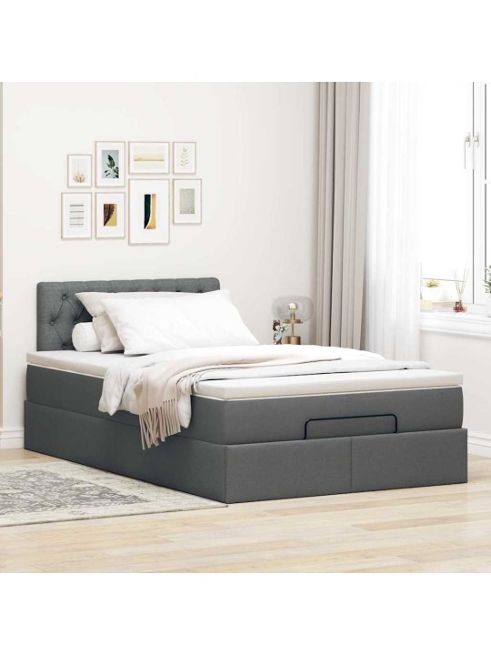 OTTOMANI VOODI MADRATSIGA JA LED, TUMEHALL, 120X190 CM, KANGAS