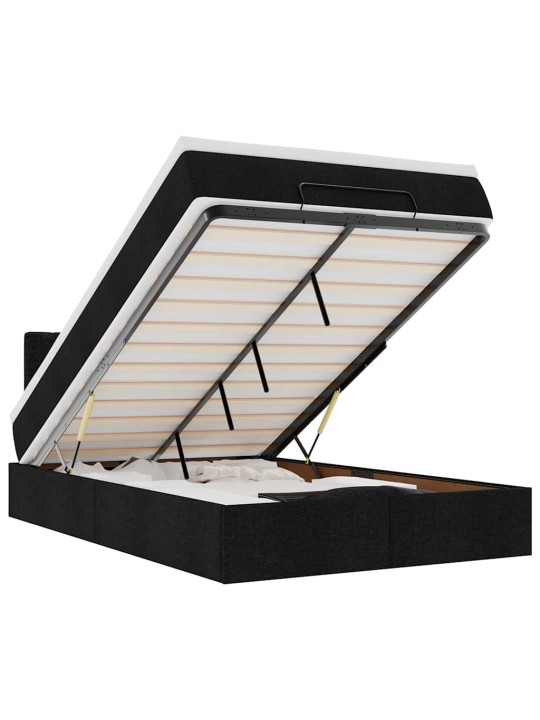 OTTOMANI VOODI MADRATSI JA LED, MUST, 120X190 CM, KANGAS