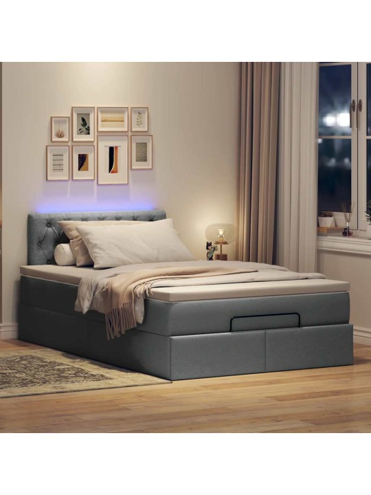 OTTOMANI VOODI MADRATSITA JA LED, TUMEHALL, 120X200 CM, KANGAS