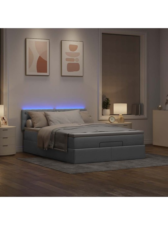 OTTOMANI VOODI MADRATSITA JA LED, HELEHALL, 140X190CM, KANGAS