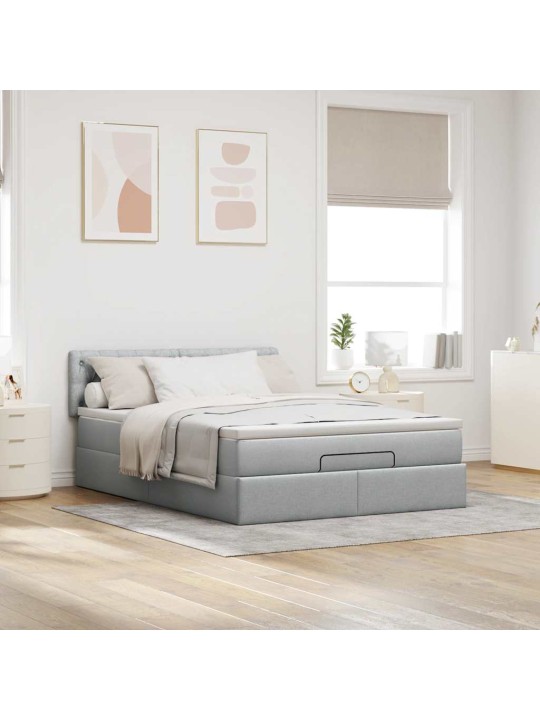 OTTOMANI VOODI MADRATSITA JA LED, HELEHALL, 140X190CM, KANGAS