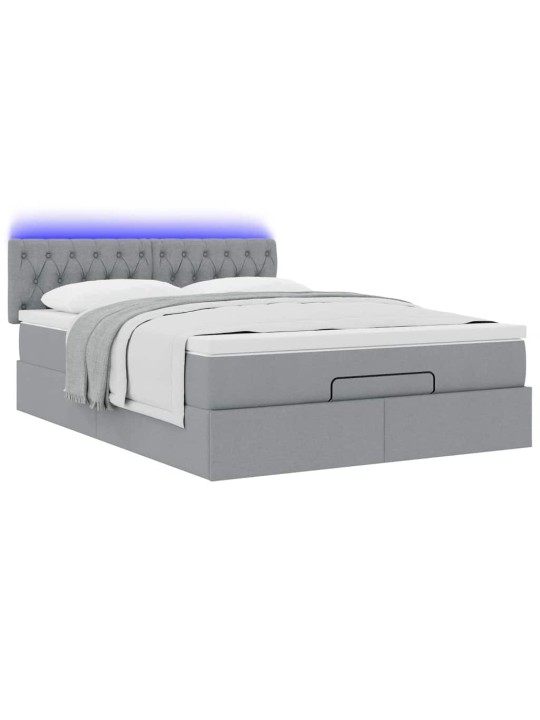 OTTOMANI VOODI MADRATSITA JA LED, HELEHALL, 140X190CM, KANGAS