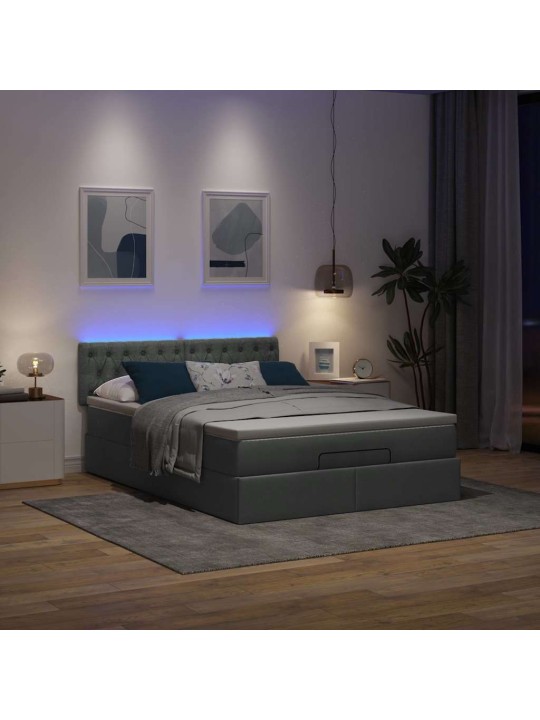 OTTOMANI VOODI MADRATSITA JA LED, TUMEHALL, 140X190CM, KANGAS