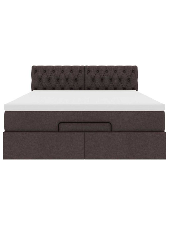 OTTOMANI VOODI MADRATSITA JA LED, TUMEPRUUN, 140X190CM, KANGAS