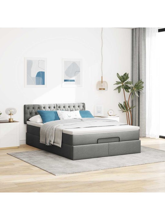 OTTOMANI VOODI MADRATSITA JA LED, TUMEHALL, 140X200 CM, KANGAS