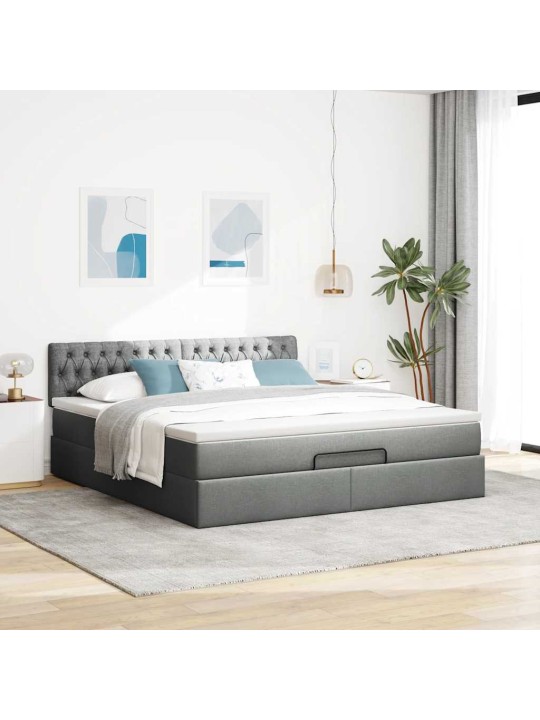 OTTOMANI VOODI MADRATSI JA LED, TUMEHALL, 180X200CM, KANGAS