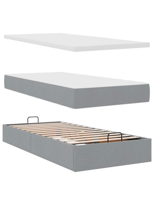 OTTOMANI VOODI MADRATSI JA LED, HELEHALL, 80X200CM, KANGAS