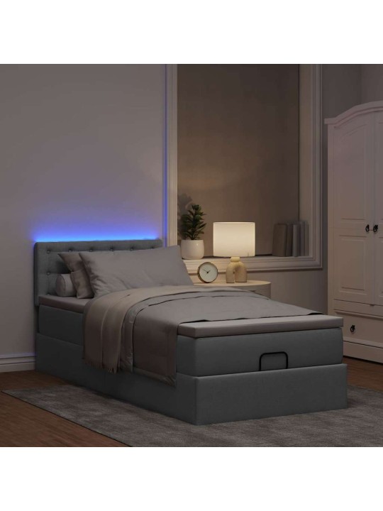 OTTOMANI VOODI MADRATSITA JA LED, HELEHALL, 90X200 CM, KANGAS