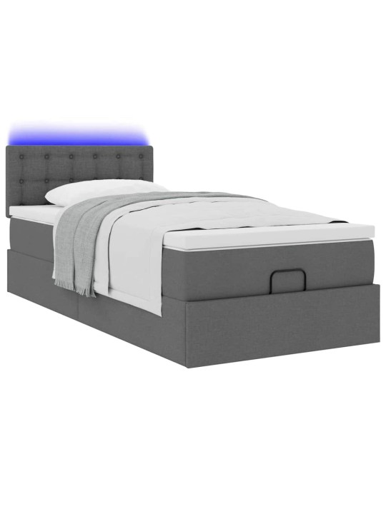 OTTOMANI VOODI MADRATSITA JA LED, TUMEHALL, 90X200 CM, KANGAS