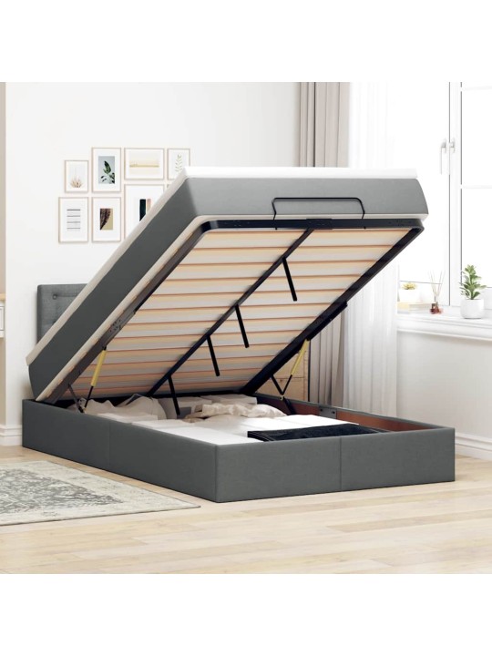 OTTOMANI VOODI MADRATSIGA JA LED, TUMEHALL, 120X190 CM, KANGAS