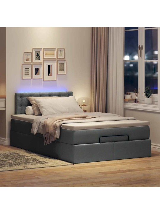 OTTOMANI VOODI MADRATSITA JA LED, TUMEHALL, 120X200 CM, KANGAS