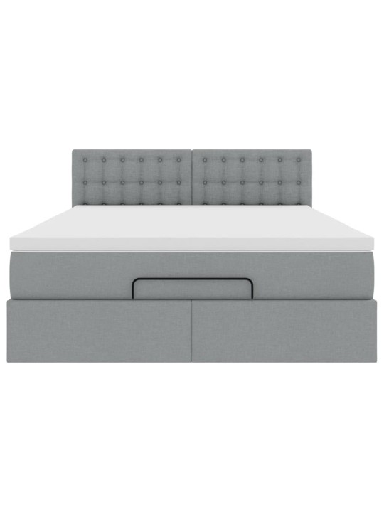 OTTOMANI VOODI MADRATSITA JA LED, HELEHALL, 140X190CM, KANGAS