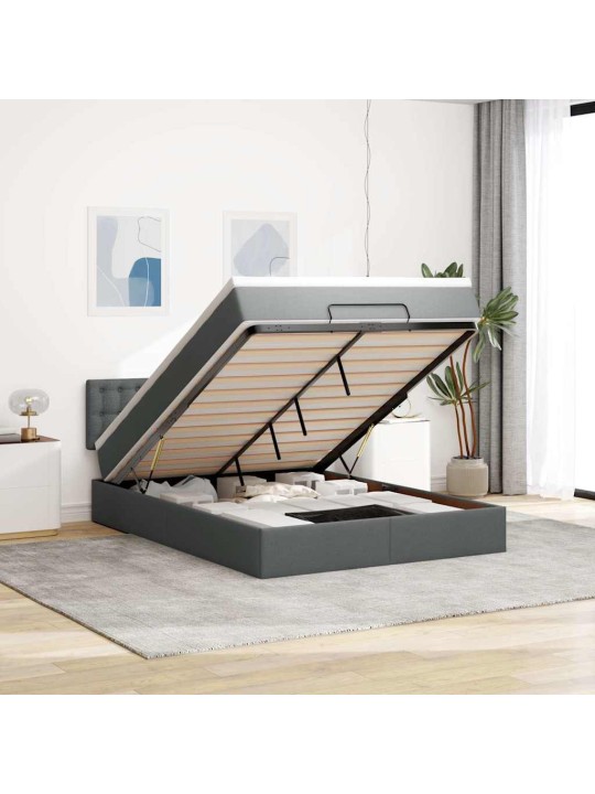 OTTOMANI VOODI MADRATSITA JA LED, TUMEHALL, 140X190CM, KANGAS