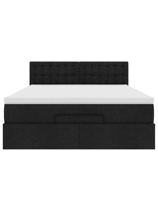 OTTOMANI VOODI MADRATSITA JA LED, MUST, 140X190 CM, KANGAS
