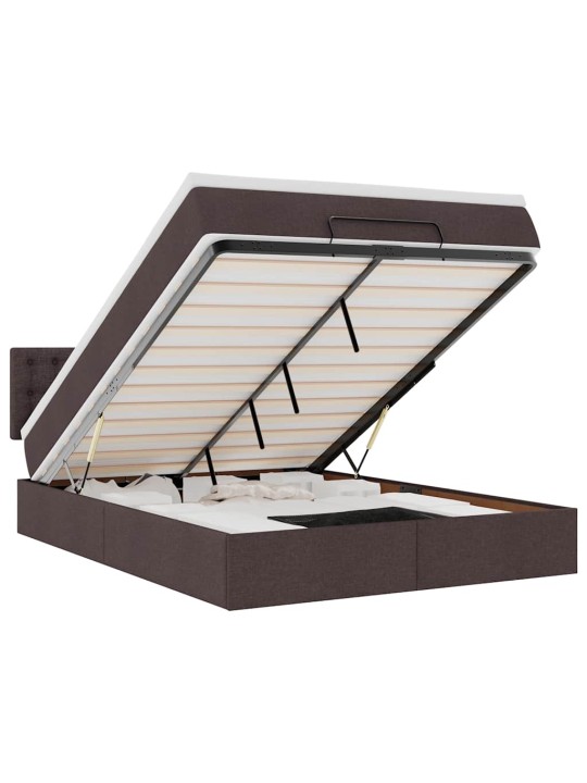 OTTOMANI VOODI MADRATSITA JA LED, TUMEPRUUN, 140X190CM, KANGAS