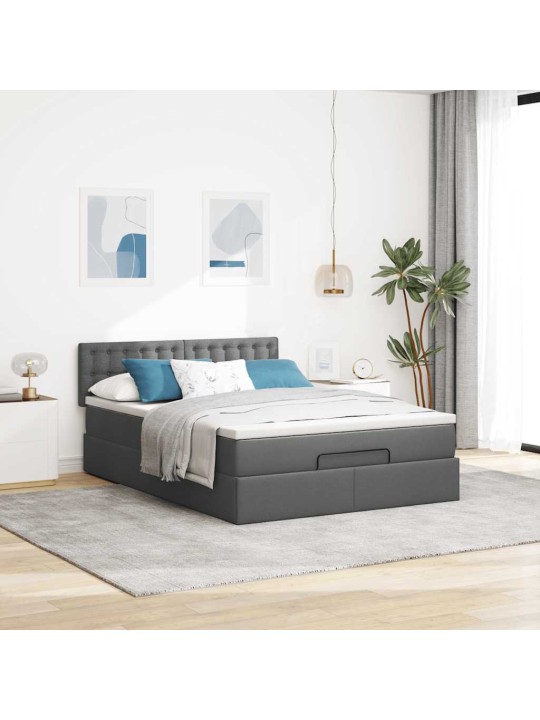 OTTOMANI VOODI MADRATSITA JA LED, TUMEHALL, 140X200 CM, KANGAS