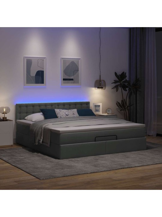OTTOMANI VOODI MADRATSI JA LED, TUMEHALL, 180X200CM, KANGAS