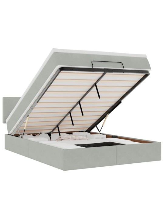 OTTOMANI VOODI MADRATSIGA JA LED, HELEHALL, 140X190CM, SAMET