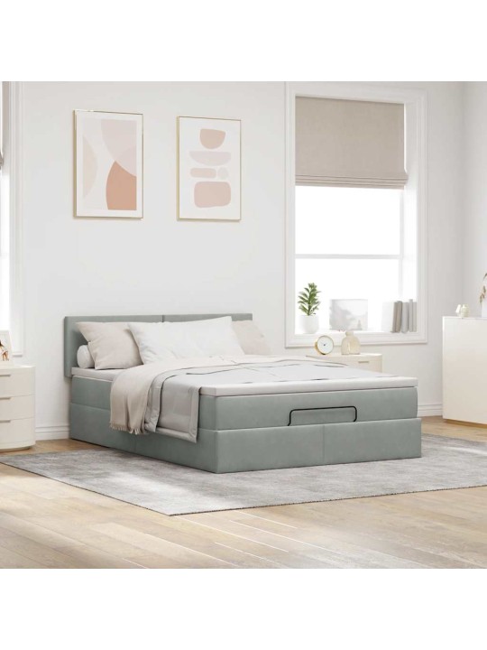 OTTOMANI VOODI MADRATSIGA JA LED, HELEHALL, 140X190CM, SAMET