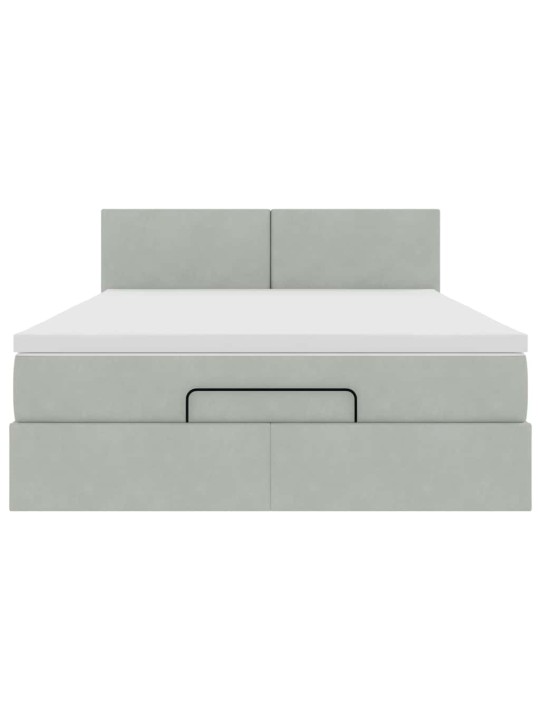 OTTOMANI VOODI MADRATSIGA JA LED, HELEHALL, 140X190CM, SAMET
