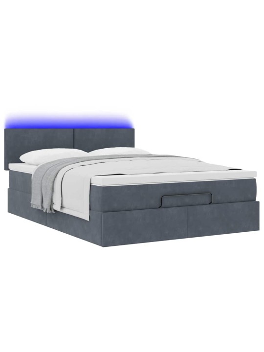 OTTOMANI VOODI MADRATSIGA JA LED, TUMEHALL, 140X190CM, SAMET