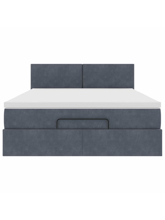 OTTOMANI VOODI MADRATSIGA JA LED, TUMEHALL, 140X190CM, SAMET