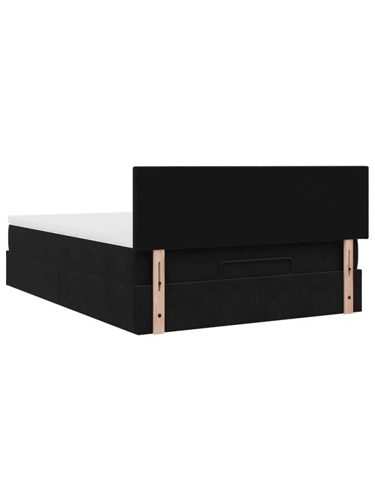 Ottomani voodi madratsiga ja led, must, 140x190cm, samet