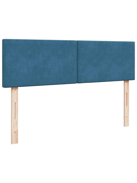 OTTOMANI VOODI MADRATSIGA JA LED, TUMESININE, 140X190CM, SAMET