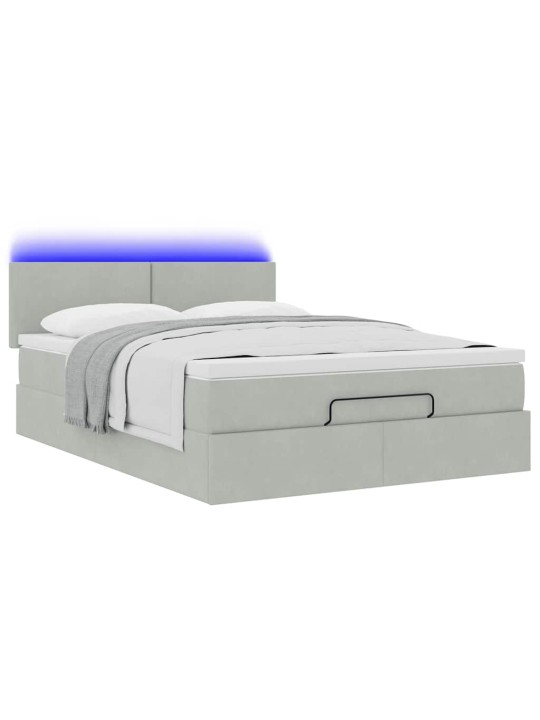 OTTOMANI VOODI MADRATSIGA JA LED, HELEHALL, 140X200 CM, SAMET