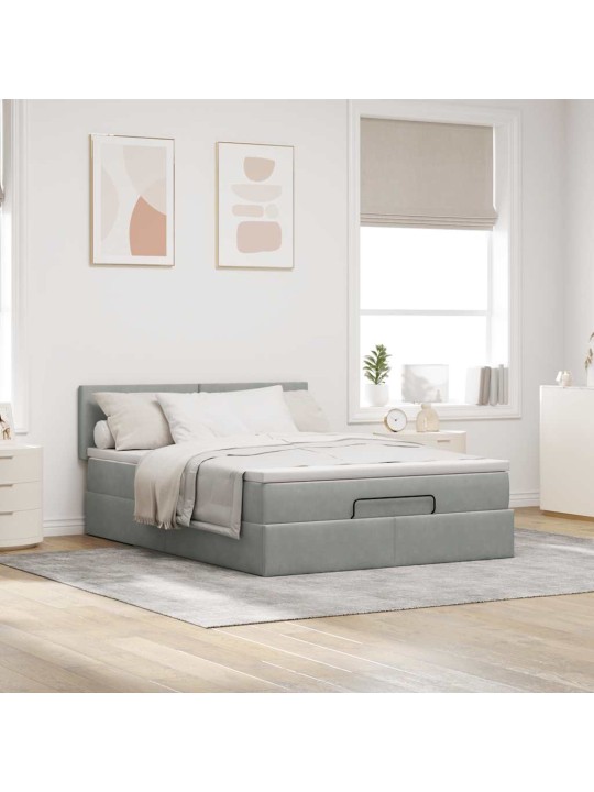 OTTOMANI VOODI MADRATSIGA JA LED, HELEHALL, 140X200 CM, SAMET