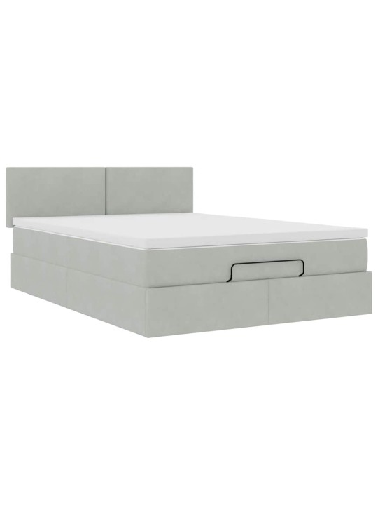 OTTOMANI VOODI MADRATSIGA JA LED, HELEHALL, 140X200 CM, SAMET