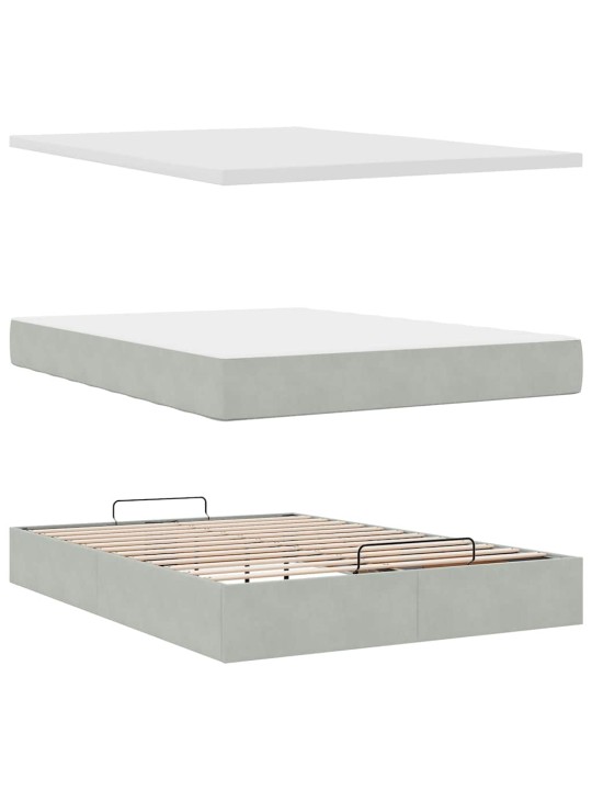 OTTOMANI VOODI MADRATSIGA JA LED, HELEHALL, 140X200 CM, SAMET