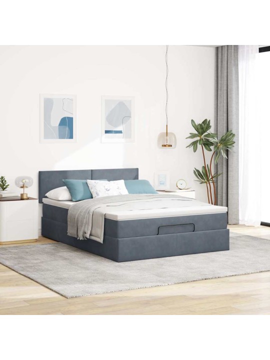 OTTOMANI VOODI MADRATSIGA JA LED, TUMEHALL, 140X200CM, SAMET