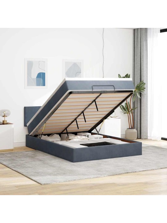 OTTOMANI VOODI MADRATSIGA JA LED, TUMEHALL, 140X200CM, SAMET