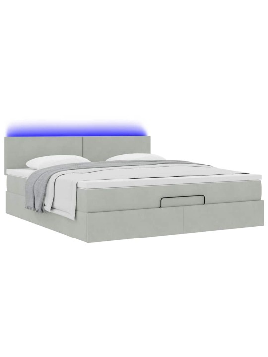 OTTOMANI VOODI MADRATSIGA JA LED, HELEHALL, 180X200CM, SAMET