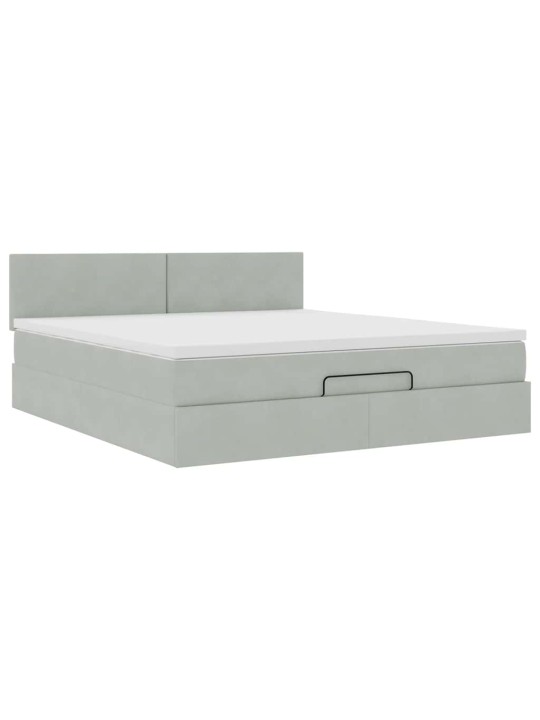 OTTOMANI VOODI MADRATSIGA JA LED, HELEHALL, 180X200CM, SAMET
