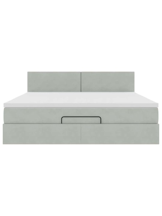 OTTOMANI VOODI MADRATSIGA JA LED, HELEHALL, 180X200CM, SAMET