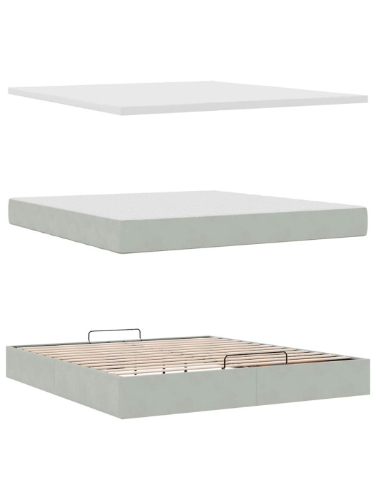 OTTOMANI VOODI MADRATSIGA JA LED, HELEHALL, 180X200CM, SAMET