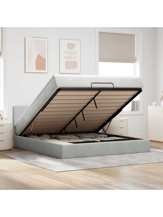 OTTOMANI VOODI MADRATSIGA JA LED, HELEHALL, 180X200CM, SAMET