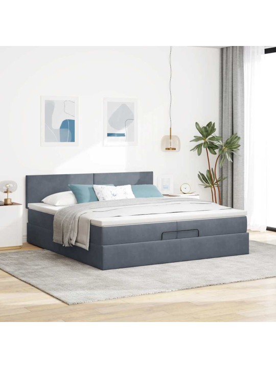 OTTOMANI VOODIRAAM MADRATSITEGA, TUMEHALL, 200X200 CM, SAMET