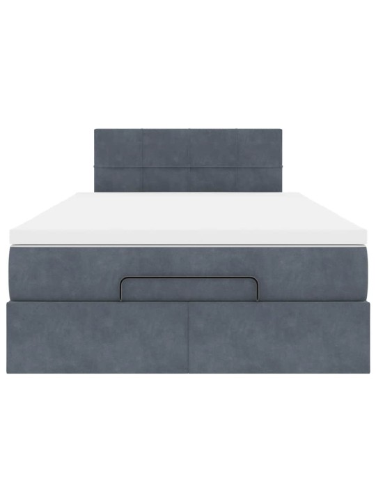 Ottomani voodi madratsi ja led, tumehall, 120x190cm, samet