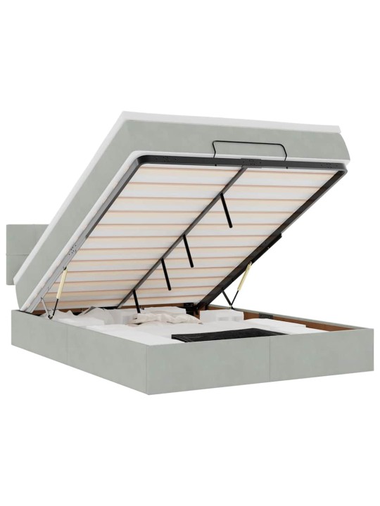 OTTOMANI VOODI MADRATSIGA JA LED, HELEHALL, 140X190CM, SAMET