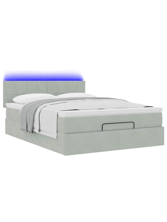 OTTOMANI VOODI MADRATSIGA JA LED, HELEHALL, 140X190CM, SAMET