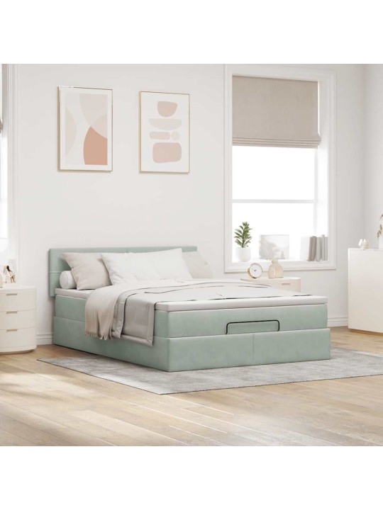 OTTOMANI VOODI MADRATSIGA JA LED, HELEHALL, 140X190CM, SAMET