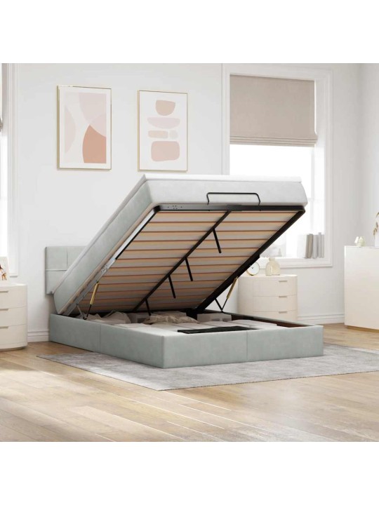 OTTOMANI VOODI MADRATSIGA JA LED, HELEHALL, 140X190CM, SAMET