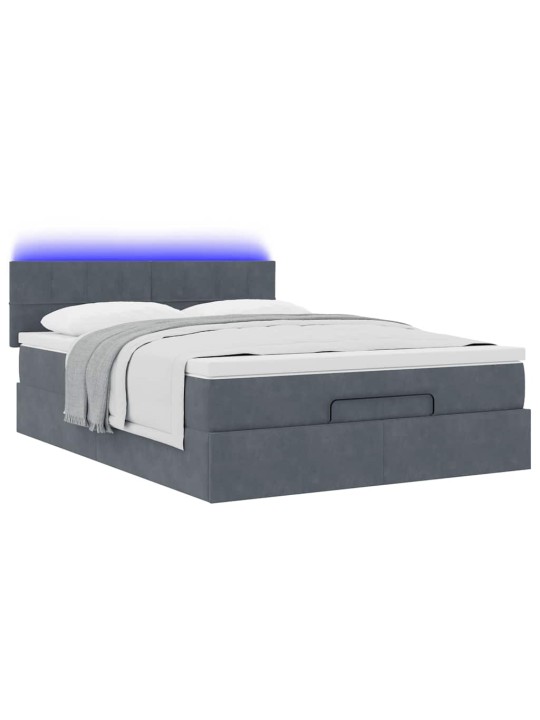 OTTOMANI VOODI MADRATSIGA JA LED, TUMEHALL, 140X190CM, SAMET