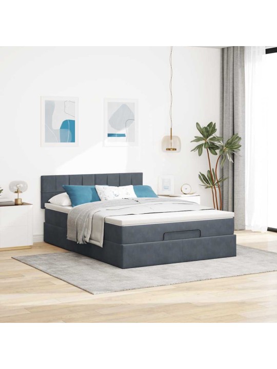 OTTOMANI VOODI MADRATSIGA JA LED, TUMEHALL, 140X190CM, SAMET